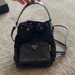PRADA nylon bucket drawstring bag in black .. like new condition!